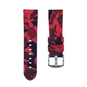 Tempomat 24mm Red Camo Rubber Strap for Breitling, Tudor, Panerai, Tag & More